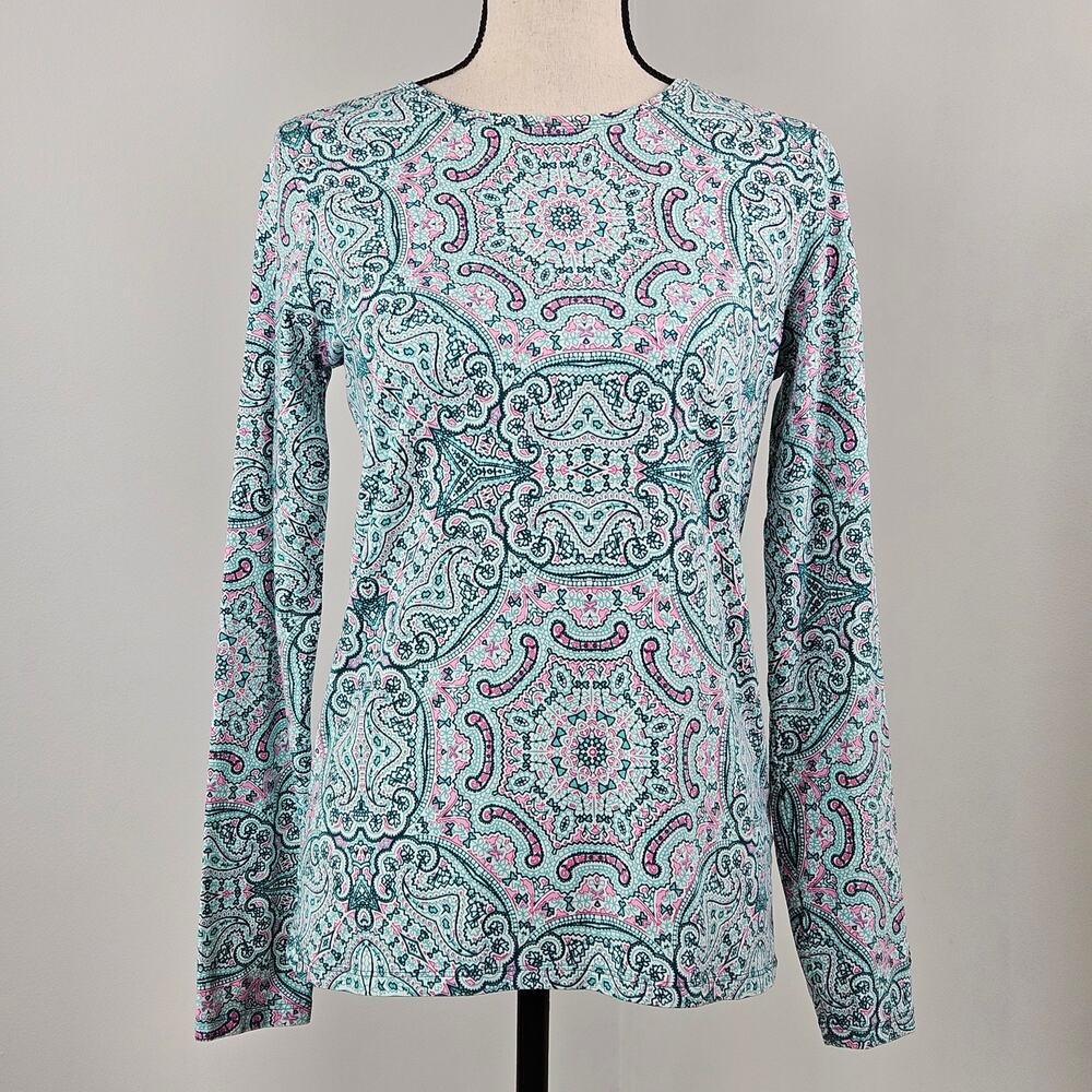 Coolibar Long Sleeve Shirt UPF 50 Sun Protection Medallion Green Shirt | XS